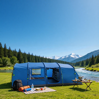 Tente de camping familiale extra-large pour 6 à 8 personnes, multi-pièces, imperméable, respirante, avec poteaux en aluminium et véranda, idéale pour la randonnée et les voyages
