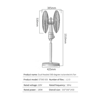 Ventilateur rotatif à double tête à 360 degrés Ventilateur de circulation d'air domestique Ventilateur de sol double face