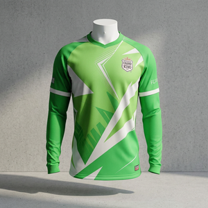 เสื้อเจอร์ซีย์แบบซับลิเมชั่นสั่งทำพิเศษ แขนยาว ทรงปกติ ผลิตจากโพลีเอสเตอร์ 100% สำหรับการแข่งขันและฝึกซ้อม ระบายอากาศได้ดี เหมาะสำหรับผู้ใหญ่ - Product Image 1