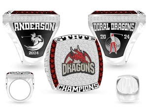 แหวนแชมป์ทีมบาสเก็ตบอล/วอลเลย์บอล/ซอฟต์บอล ปี 2026 รุ่น Sidan แบบกำหนดเอง คุณภาพสูง ผลิตจากโลหะผสม แพลตตินัม/โรสโกลด์ - Product Image 2