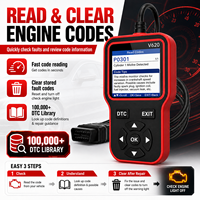 Lecteur de codes de diagnostic OBD2 professionnel V620, outil de diagnostic complet OBDII, lecteur de codes de panne moteur, effacement des DTC, données en temps réel, capture d'écran