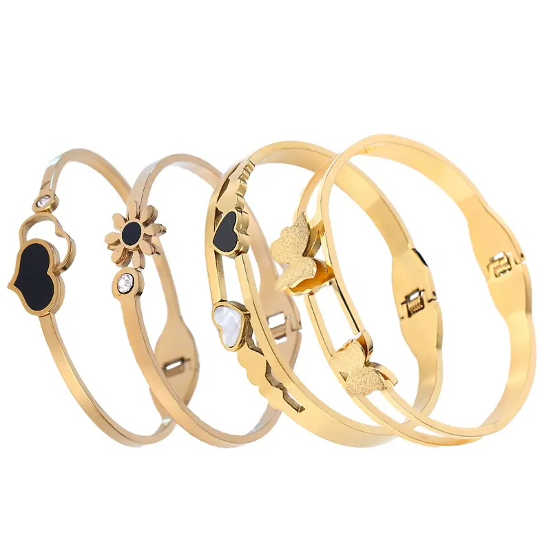 Wholesale Cuff Bracelet Gold Plated Silver Bangles Jewelry Women Stainless Steel Cuff Bangle