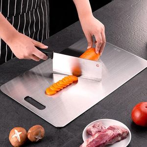 Planche de découpe en titane pour cuisine, en acier inoxydable 304, épaissie, double face, qualité alimentaire, portable, pour fruits et viandes - Product Image 1