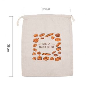 Sac à pain réutilisable en coton et lin personnalisé pour la vente en gros transfrontalière, avec cordon de serrage, pour l'emballage de baguettes, impression sérigraphique incluse - Product Image 5