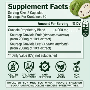 Cápsulas de Extracto de Guanábana de 4000 mg – Suplemento de Graviola, Totalmente Natural, Apto para Veganos, Fórmula Premium para el Bienestar, 60 Unidades - Product Image 5
