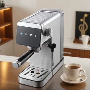 Machine à café expresso en acier inoxydable 20 bars avec pompe et mousseur à lait semi-automatique pour appareils électroménagers et petits bureaux - Product Image 1