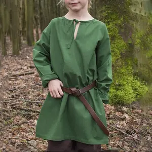 Middeleeuwse Linnen Lange Shirt Boogschutter Kostuum Tops Kind Jongens Tuniek Halloween Ondershirt Outfit Voor Kinderen