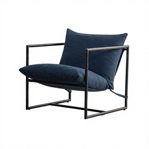 Sillón Moderno Minimalista con Estructura Metálica y Cojín de Algodón, Sillón de Descanso para Sala de Estar - Product Image 2