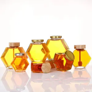 Glass Honey Jar Weight Honey Glass Jar Hexagon Glass Covers Nice Wedding Party Gifts Honey Jars With Spoon