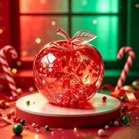 Nouvel ensemble de pommes de Noël irisées souples, scintillantes, effet verre, en TPR, couleur sucre de malt, transparentes, anti-stress, 6*7cm