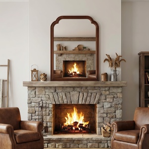 Black Walnut Color 20x30 Solid Wood Frame Rounded <b>Corner</b> Decorative Mirror For <b>Bedroom</b> Bathroom Living Room Entryway - Product Image 3