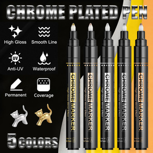 Pennarelli Cromati Premium in Metallo Effetto Specchio, Indelebili <span class=keywords><strong>per</strong></span> Fai da Te, Colorazione Modelli, <span class=keywords><strong>Ritocco</strong></span> Oro Argento Rame, Pittura Modellismo - Product Image 1