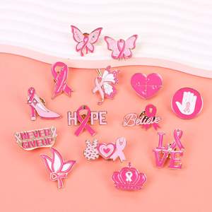 Atacado Pink Breast <span class=keywords><strong>Cancer</strong></span> Awareness Broche Encantos Proteção Ambiental Aids Ribbon Pin Badge Broche - Product Image 2