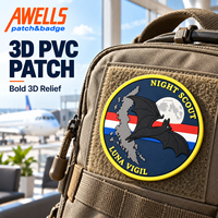 Écussons personnalisés en PVC pour vêtements, emblème en caoutchouc chauve-souris et lune tricolore française pour vêtements d'extérieur et accessoires de voyage AWELLS