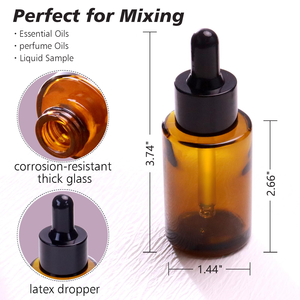 <b>Amber</b> clear Frosted 1 oz 1oz 30 ml 30ml Flat Shoulder Cylinder Glass Dropper <b>Bottle</b> for Serum Essential Oil 15 ml Frosted Glass - Product Image 4