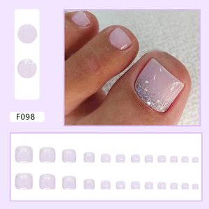 24 pièces mignon coloré fleur court carré doux <span class=keywords><strong>Gel</strong></span> presse <span class=keywords><strong>sur</strong></span> orteil rose nu faux ongles d'orteil couverture complète artificielle pieds conseils ongles d'orteil - Product Image 4
