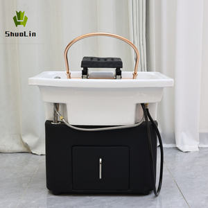 Système de lavage de tête tout-en-un traditionnel en acrylique pour salon de beauté, portable, pour salon de coiffure, avec connexion de tuyau d'eau - Product Image 1