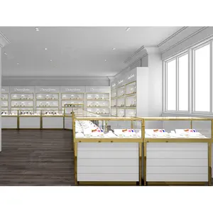 Vitrine personnalisée de magasin d'or et de diamants Aménagement de bijouterie design 3D Meilleur design d'intérieur pour boutique d'or