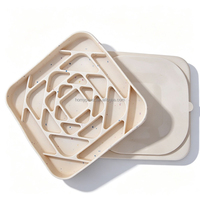Produits apaisants pour animaux de compagnie : Distributeur de nourriture géométrique en forme de labyrinthe carré pour chien, puzzle d'enrichissement pour stimuler l'esprit