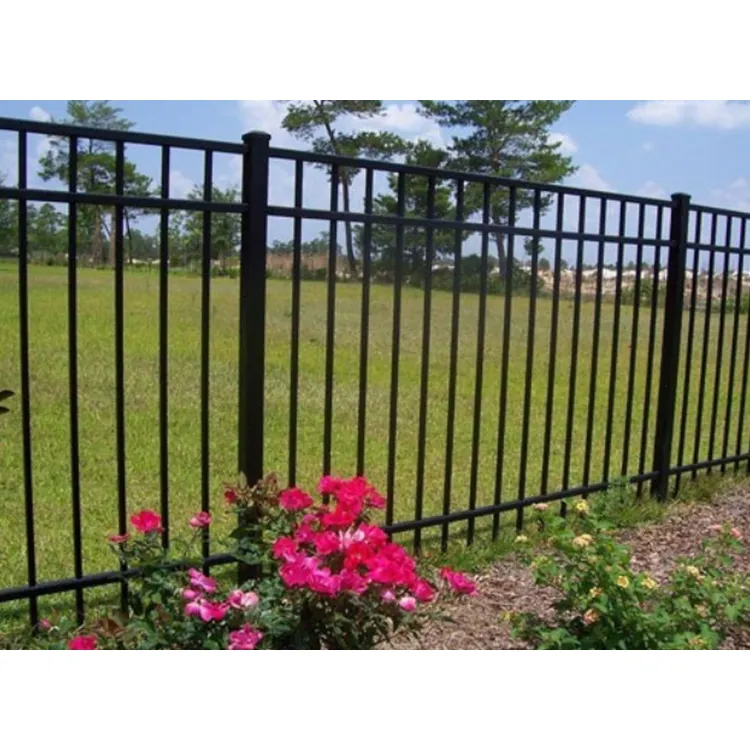 European Powder Coated Black Aluminum Rails Estate Fence Wrought Home Garden Farm Yard Fencing iron fence