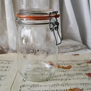 1l Jar זכוכית ידידותית לסביבה וחומר למחזר שמירה על צנצנות למזון וחפצים יומיים