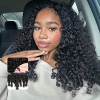 Perruque Demi-Tête 10 Pièces/Lot Cheveux Humains Bouclés Birmans 3D avec Dessus en Soie et Ligne de Cheveux Naturelle – Vente Directe Usine