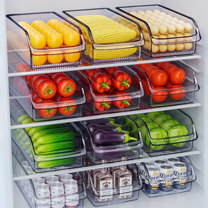 Refrigerator Storage <b>Box</b> Drawer Style Food Grade Kitchen Vegetable Egg Organizer 6 Plus Lattice Rectangle With Lid - Product Image 1
