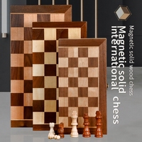 Caja de Ajedrez Magnética de Madera de Primera Calidad de 39 cm, Juego de Ajedrez Plegable de Lujo para Viajes, Juguete Educativo de Estrategia, Duradero para Interiores