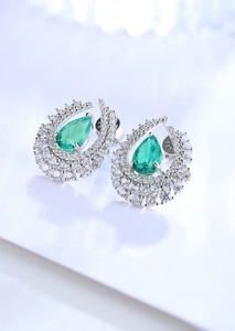 Pendiente en forma de gota de agua con piedras preciosas de laboratorio de plata 925 de nuevo diseño de Color verde y rojo - Product Image 4