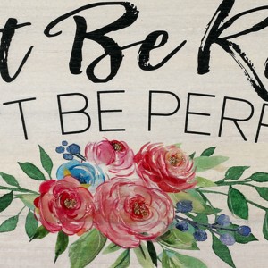 Art mural en bois avec motif floral et citation "Just Be Real Don't Be Perfect" Peintures de paysage Type de produit - Product Image 4