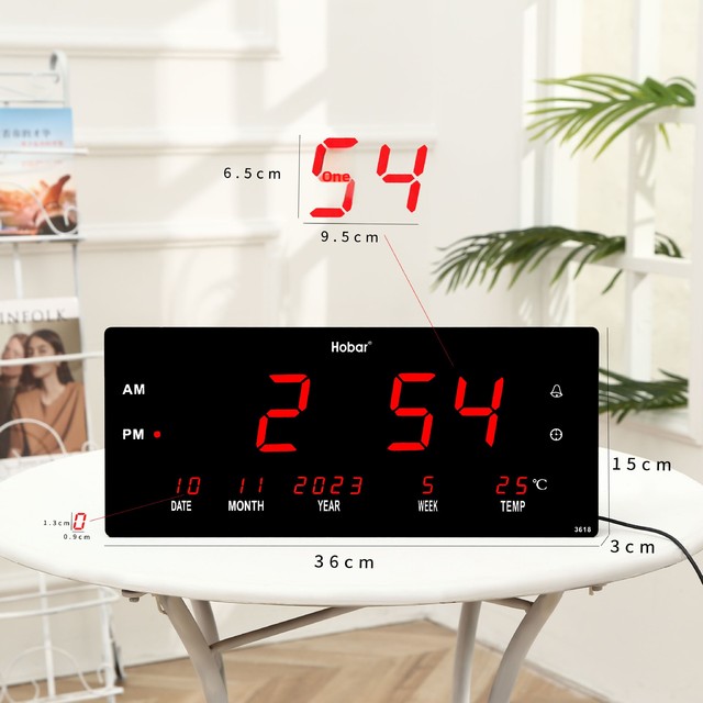 Modern LED Digital Wall Clock for Bedroom Public Places Rectangular Temperature Week Display Single Face Direct Factory Supply