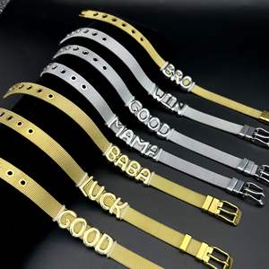 <span class=keywords><strong>Bracelet</strong></span> de montre en acier inoxydable de luxe <span class=keywords><strong>personnalisé</strong></span> avec des lettres initiales, vente en gros à prix réduit - Product Image 1