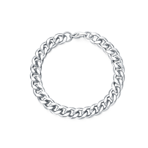 Trendy Custom Men's 925 Sterling <b>Silver</b> Bracelet Thick Cuban <b>Chain</b> Fine <b>Chain</b> Vintage Style for Gift and Party - Product Image 2