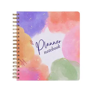 Couleur Imprimé B5 Spirale Binding Planner Logo Personnalisé Couverture Rigide Or Double Bobine Budget Dairy Planners avec Onglet Diviseurs