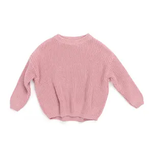 OEM kustom Sweater rajut katun organik pakaian musim dingin Jumper rajut Chunky Sweater bayi untuk anak-anak