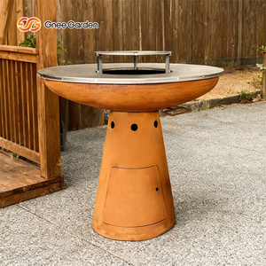 Barbecue Grill Barbecue d'extérieur à charbon de bois Barbecue en acier corten avec <span class=keywords><strong>Plancha</strong></span> circulaire - Product Image 5