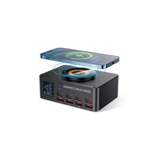 140 وات <span class=keywords><strong>Multi</strong></span> <span class=keywords><strong>USB</strong></span> 100 وات PD قاعدة الشحن السريع 8 فتحات <span class=keywords><strong>USB</strong></span> قاعدة الشحن السريع مع 15 وات لاسلكي للهاتف، والكمبيوتر المحمول وغيرها - Product Image 3