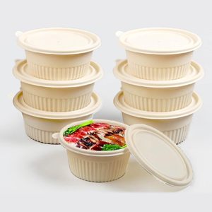 Boîte alimentaire jetable, bol à emporter en amidon de maïs, emballage repas à emporter, vaisselle avec impression - Product Image 1