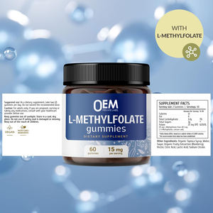 OEM 15mg L-Metilfolato Gummies 15mg 5-MTHF Suplemento calmante de folato metilado para soporte cerebral - Product Image 1
