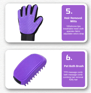 Ensemble de 9 pièces produit de toilettage pour animaux de compagnie sac violet portable et brosse multifonction chien chat enlèvement des ongles nettoyage des cheveux usage domestique - Product Image 4
