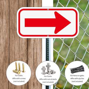 Panneaux de flèche réfléchissants en aluminium de 12x6 pouces, protégés contre les UV, durables, résistants aux intempéries, faciles à installer, utilisation intérieure/extérieure (rouge) - Product Image 6