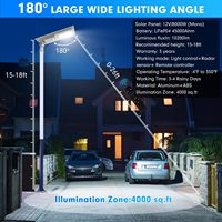 Lampadaire Solaire Commercial Tout-en-un 2025 IP65 en Plastique 300W/400W/500W avec Capteur et Batterie ABS pour Éclairage Routier