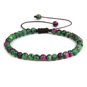 Bracciale Regolabile in Pietra Naturale con Perline di Agata, Onice e Turchese da 4mm ST218 - Product Image 2