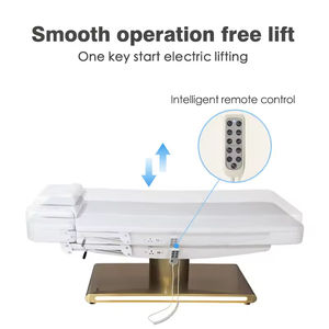 Cama de masaje de belleza de una sola columna Base de acero inoxidable dorado 3 motores Ajustable Alta capacidad de carga Ergonómica - Product Image 2
