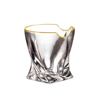 Verres à whisky à double paroi en cristal sans plomb soufflé à la main, ligne dorée |   Ensemble de snifters personnalisés avec logo, étanches et compatibles lave-vaisselle