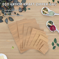 Sachet d'échantillon en papier kraft biodégradable écologique 6*8cm avec fermeture à trois soudures et fermeture éclair pour emballage alimentaire pour bébés