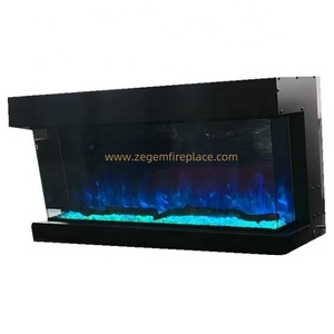 Cheminée électrique moderne Flamme 7 couleurs Vue sur trois côtés <span class=keywords><strong>D</strong></span>écoration intérieure chauffée au feu pour usage domestique Insertion facile en métal - Product Image 5