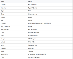 Nylon/Sherpa Antimicrobial Quick-Dry <b>Compressed</b> Soft Absorbent Round Hand <b>Towel</b> with Hanging Loop for Kitchen & Bathroom Use - Product Image 1