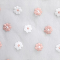 Tissu en dentelle d'organza de broderie de fleur de prunier 3D, tissu en dentelle d'organza de filet doux pour robe de mariée de mariage
