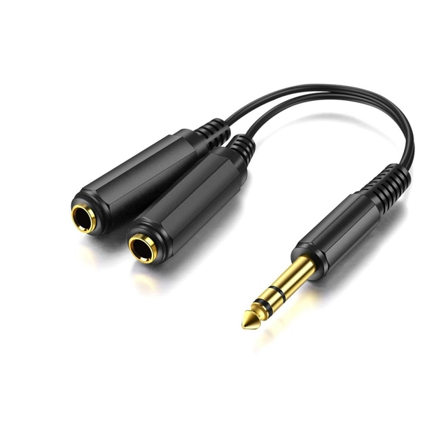 1/4 Inch Gold Plated Brass Connectors Stereo Y Splitter 30cm PVC Jacket Bare Copper Conductor Injection Plug Double Mono Cable